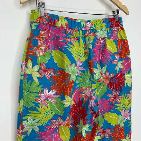 Sag Harbor Sport Vibrant Colorful Tropical Leaf Cropped Pants W/Stretch Size 12 - Picture 8 of 16